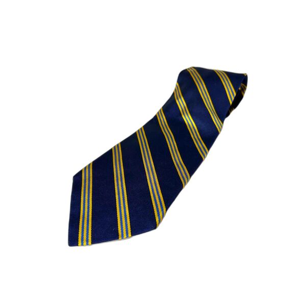 Brooks Brothers Navy with Yellow Royal Blue Stripes Classic Silk Tie - Picture 1 of 9